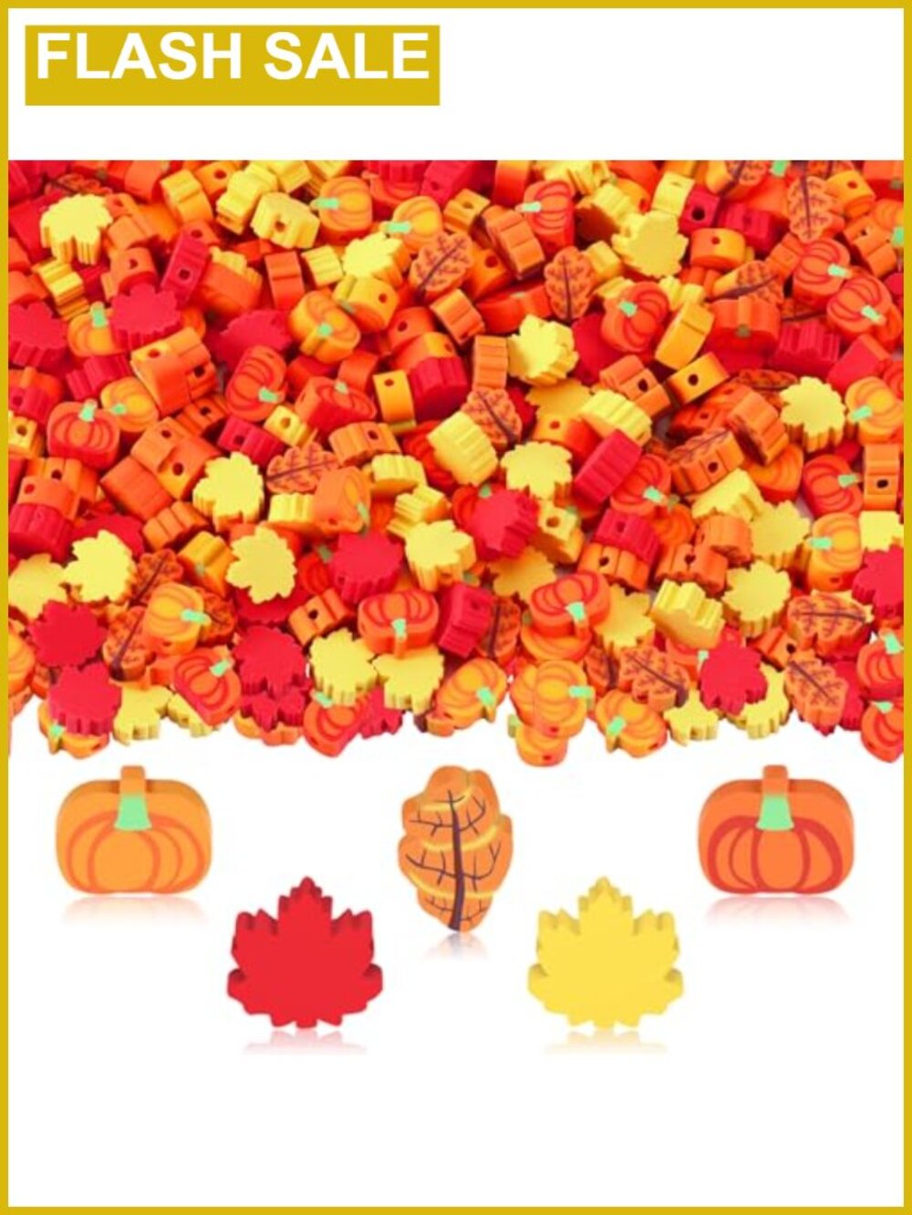 300Pcs Polymer Clay Beads Fall Leaf Pumpkin 10mm for Jewelry Making Crafts